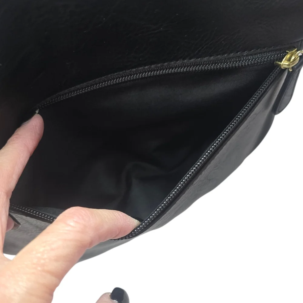 Nicole Miller Black Floral Velvet Shoulder‎ Bag Purse